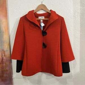 Joseph Ribkoff Orange Vintage Cape Jacket Coat Small